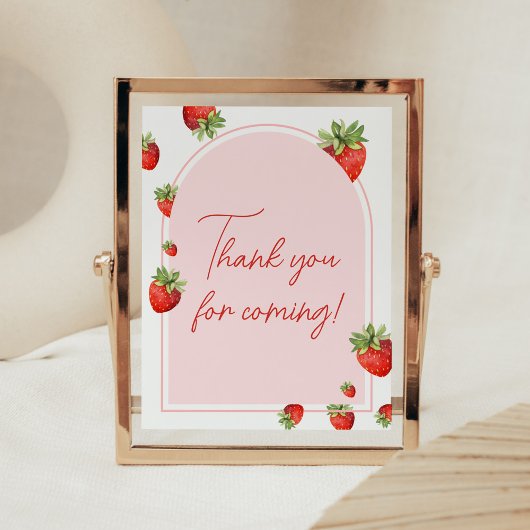 Red Strawberry Baby shower Bedankt voor je komst Poster