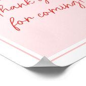 Red Strawberry Baby shower Bedankt voor je komst Poster (Hoek)