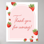 Red Strawberry Baby shower Bedankt voor je komst Poster (Voorkant)