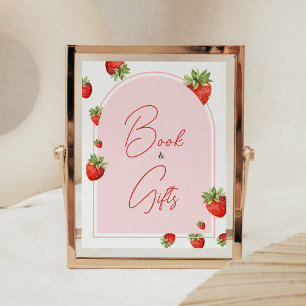 Red Strawberry Baby shower boeken en geschenken Poster