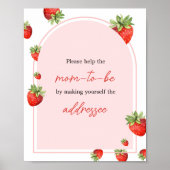 Red Strawberry Baby shower Envelope Station Poster (Voorkant)