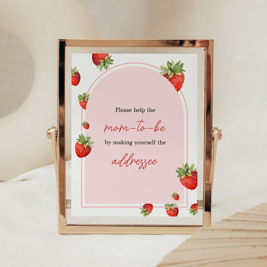 Red Strawberry Baby shower Envelope Station Poster
