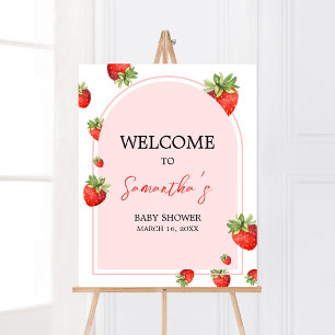 Red Strawberry Baby shower Welkom Poster