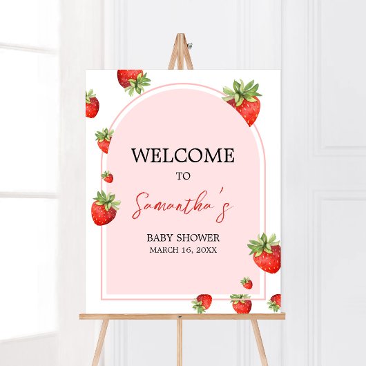 Red Strawberry Baby shower Welkom Poster