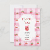 Red Strawberry Berry Eerste Verjaardag Dank u Bedankkaart (Voorkant)