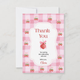 Red Strawberry Berry Eerste Verjaardag Dank u Bedankkaart