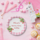 Red Strawberry Berry Eerste Verjaardag Dank u Papieren Bordje (Feest)