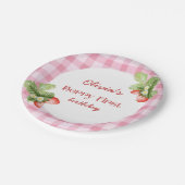 Red Strawberry Berry Eerste Verjaardag Dank u Papieren Bordje (Gekanteld)