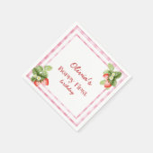 Red Strawberry Berry Eerste Verjaardag Dank u Servet (Hoek)