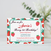 Red Strawberry Berry eerste verjaardag Kaart (Staand voorkant)