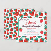 Red Strawberry Berry eerste verjaardag Save The Date (Voorkant / Achterkant)