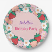 Red Strawberry Daisy verjaardagsfeestje voor haar Papieren Bordje (Voorkant)