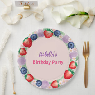 Red Strawberry Daisy verjaardagsfeestje voor haar Papieren Bordje