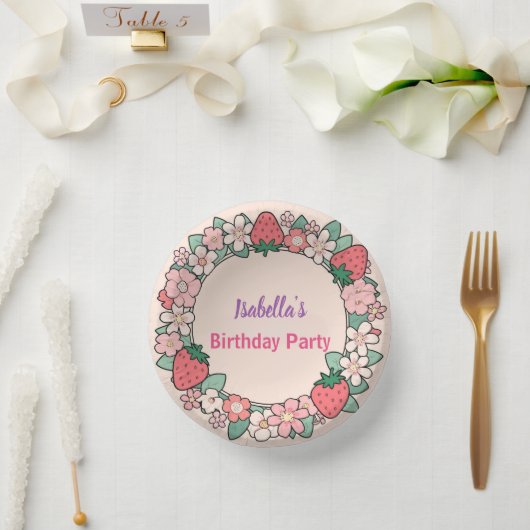 Red Strawberry Daisy verjaardagsfeestje voor haar Papieren Kommen (Huwelijk)