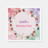 Red Strawberry Daisy verjaardagsfeestje voor haar Servet (Voorkant)