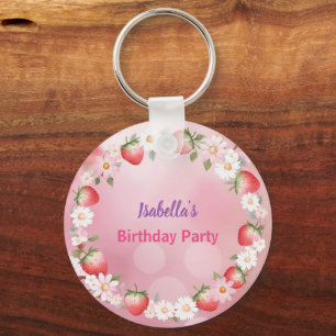 Red Strawberry Daisy verjaardagsfeestje voor haar Sleutelhanger