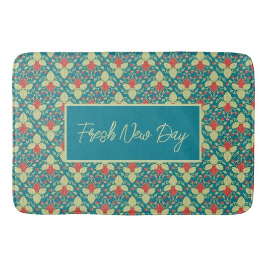 Red Strawberry fruit and pink blossoms Badmat (Voorkant)