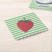 Red Strawberry Fruit and Stripes Kartonnen Onderzetters (Gebogen)