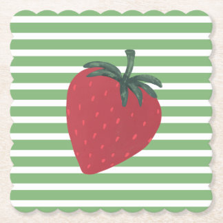 Red Strawberry Fruit and Stripes Kartonnen Onderzetters