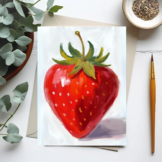 Red Strawberry Fruit Watercolor Painting Briefkaart
