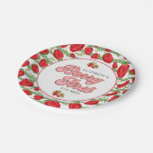 Red Strawberry Green White Stripes Berry First Papieren Bordje (Gekanteld)