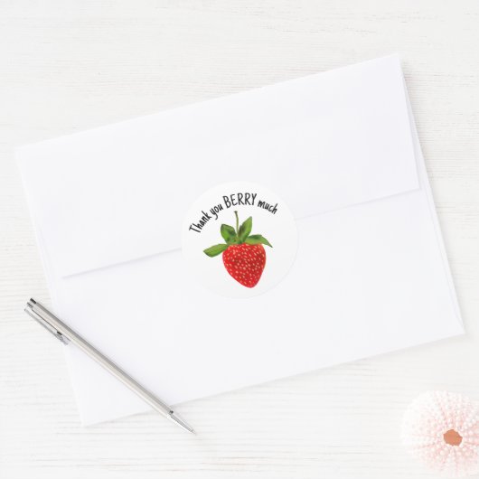 Red Strawberry Hartelijk dank Berry Ronde Sticker (Envelop)