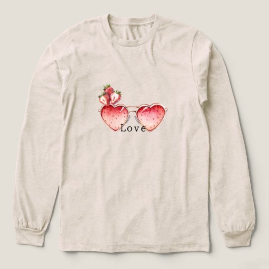 Red Strawberry Heart Colored Glasses Tri-Blend Shirt (Voorkant)