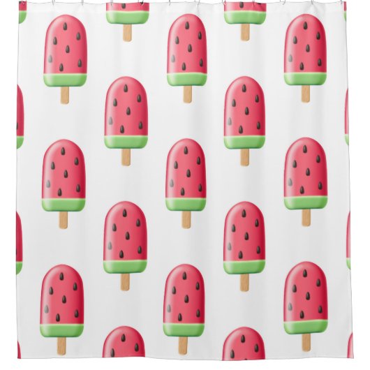 Red Strawberry Ice Cream Pattern Douchegordijn (Voorkant)