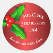 Red Strawberry jam Christmas label (Voorkant)