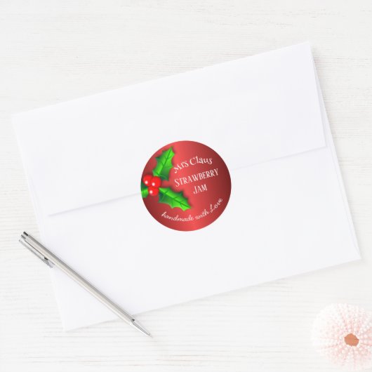 Red Strawberry jam Christmas label (Envelop)