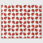 Red Strawberry Minimalist Pattern Wrapping Paper Cadeaupapier (Vlak)