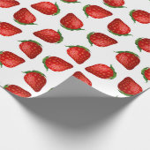 Red Strawberry Minimalist Pattern Wrapping Paper Cadeaupapier (Hoek)