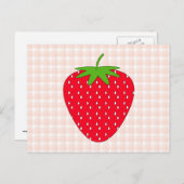Red Strawberry op Gingham Check. Briefkaart (Voorkant / Achterkant)
