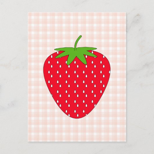 Red Strawberry op Gingham Check. Briefkaart (Voorkant)