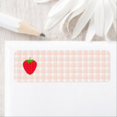 Red Strawberry op Gingham Check. Etiket (Insitu)