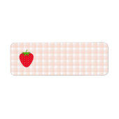 Red Strawberry op Gingham Check. Etiket (Voorkant)