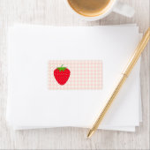Red Strawberry op Gingham Check. Etiket (Insitu)