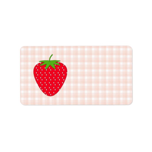 Red Strawberry op Gingham Check. Etiket (Voorkant)