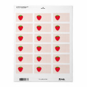 Red Strawberry op Gingham Check. Etiket (Full Sheet)