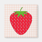 Red Strawberry op Gingham Check. Magneet (Voorkant)
