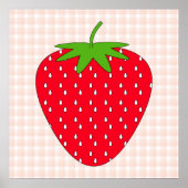 Red Strawberry op Gingham Check. Poster (Voorkant)