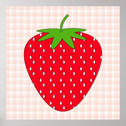 Red Strawberry op Gingham Check. Poster (Voorkant)