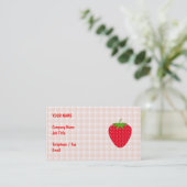 Red Strawberry op Gingham Check. Visitekaartje (Staand voorkant)