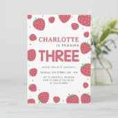 Red Strawberry Pattern 3e zomerverjaardag Kaart (Staand voorkant)