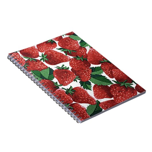 Red Strawberry Pattern Notitieboek (Rechterzijde)