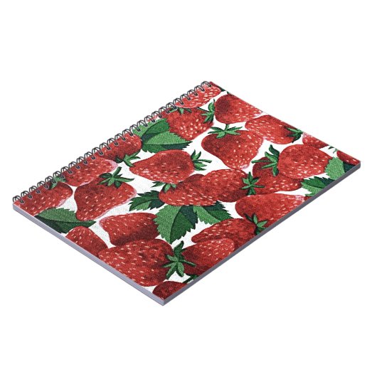 Red Strawberry Pattern Notitieboek (Linkerzijde)