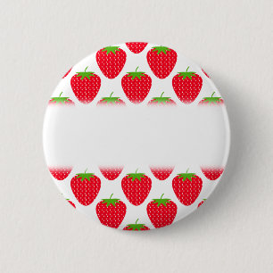 Red Strawberry Pattern. Ronde Button 5,7 Cm
