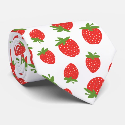 Red Strawberry Pattern Stropdas (Opgerold)