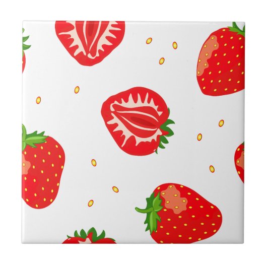 Red Strawberry Pattern Tegeltje (Voorkant)