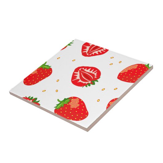 Red Strawberry Pattern Tegeltje (Zijkant)